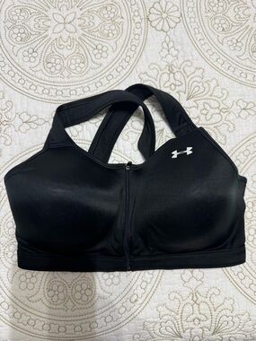 Under Armour Black Front-Zip High-Impact Sports Bra